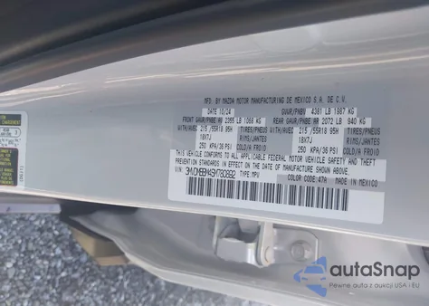 2025 Mazda Cx-30 2.5 S Select Sport z USA, uszkodzony, nr VIN 3MVDMBBM4SM780892